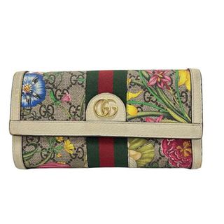 グッチ(GUCCI)のGUCCI(グッチ) 長財布 オフィディアGGブルームス 523153 ベージュ×ダークブラウン×マルチ レザー(財布)