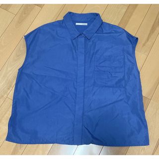 visit design フレンチスリーブ　ブラウス　シャツ　ブルー　L