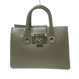 ジミーチュウ(JIMMY CHOO)のJIMMY CHOO(ジミーチュウ) ハンドバッグ ライリー グレーベージュ×ダークブラウン ホログラムシールあり レザー(ハンドバッグ)