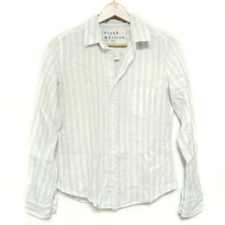 フランクアンドアイリーン(Frank&Eileen)のFrank&Eileen(フランク&アイリーン) 長袖シャツブラウス サイズXS レディース - 白×ライトブルー 麻/ストライプ(シャツ/ブラウス(長袖/七分))