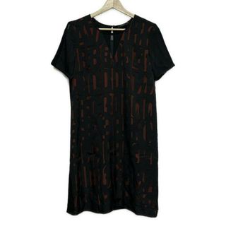 PaulSmith BLACK(ポールスミスブラック) ワンピース サイズM レディース - 黒×ブラウン クルーネック/半袖/ひざ丈(その他)