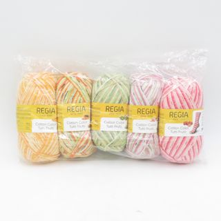 毛糸 REGIA レギア Cotton Color Tutti Frutti 5玉セット 100g玉巻 420m ミックスカラー ソックヤーン 未使用品