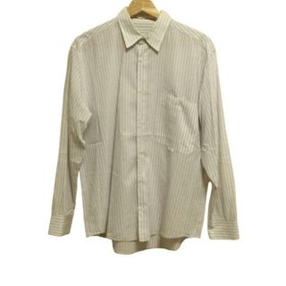 Papas(パパス) 長袖シャツ サイズM メンズ - 白×ブラウン×ネイビー ストライプ(シャツ)