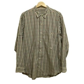 Papas(パパス) 長袖シャツ サイズM メンズ - 白×ダークブラウン×マルチ チェック柄