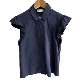 レッドヴァレンティノ(RED VALENTINO)のRED VALENTINO(レッドバレンチノ) 半袖シャツブラウス サイズ38 M レディース - ネイビー フリル(シャツ/ブラウス(半袖/袖なし))