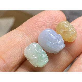 RS11-76 通穴 貔貅 本翡翠 ミャンマー産 A貨 財布貔貅 御守
