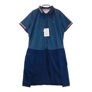 サイズ：LL TOMMY HILFIGER GOLF トミー ヒルフィガーゴルフ 半袖ポロ ワンピース ロゴ ボーダー 総柄 ネイビー系 [240101493898] ゴルフウェア レディース ストスト