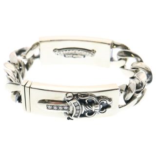 クロムハーツ(Chrome Hearts)のCHROME HEARTS クロムハーツ ID DBL FLRL DGGR AFTER P/DIA ダブルID アフター パヴェダイヤ フローラル ダガー ブレスレット シルバー 8LINK(ブレスレット)