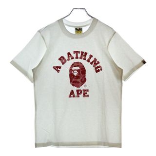 アベイシングエイプ(A BATHING APE)のA BATHING APE アベイシングエイプ ABC CAMO COLLEGE TEE フロントプリント クルーネック半袖Tシャツカットソー レディース ホワイト/ピンク 001TEL8020005L(Tシャツ(半袖/袖なし))
