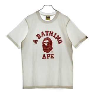 アベイシングエイプ(A BATHING APE)のA BATHING APE アベイシングエイプ ABC CAMO COLLEGE TEE フロントプリント クルーネック半袖Tシャツカットソー レディース ホワイト/ピンク 001TEL8020005L(Tシャツ(半袖/袖なし))