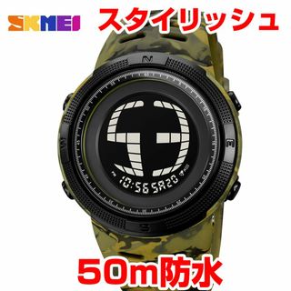 インパクト文字 シンプル 50m防水スポーツウォッチ デジタル腕時計AGCMP(腕時計(デジタル))