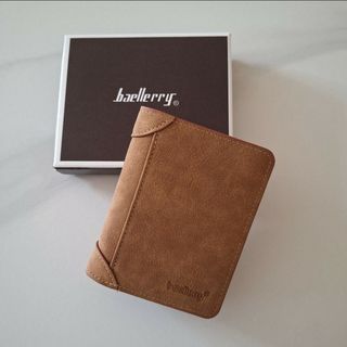 【新品】財布 三つ折り財布 カード入れ 大容量 小銭入れ ブラウン ギフト箱付き(折り財布)