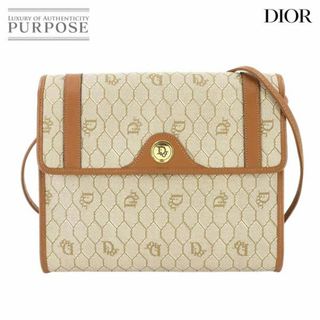 クリスチャンディオール(Christian Dior)の美品 クリスチャン ディオール Christian Dior ハニカム ショルダー バッグ PVC レザー ベージュ ブラウン ゴールド 金具 90287643(ショルダーバッグ)