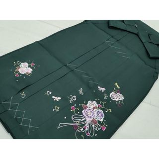 平和屋着物●女性　行灯袴　総刺繍　花唐草文　高麗納戸色　卒業式　洗える着物　未使用　CAAU9832vf(振袖)
