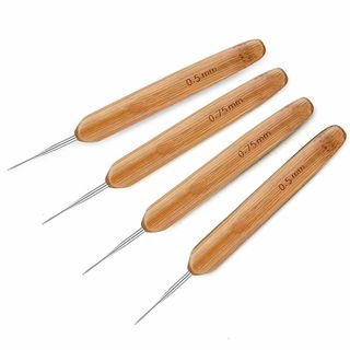 【特価商品】髪編み用 ドレッドロック おさげかぎ針 編組毛編みツール 竹柄かぎ針