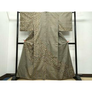 平和屋着物●訪問着　紬地　型染め　花唐草文　正絹　逸品　CAAU9724vf(着物)