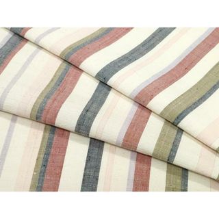 平和屋着物●上質な紬　縞　正絹　逸品　CAAU9732vf(着物)