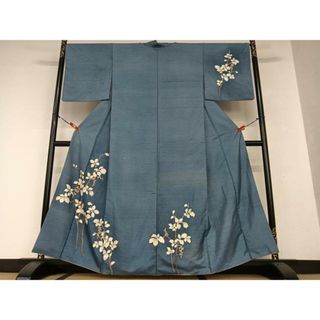平和屋着物●訪問着　友禅　紬地　草花文　暈し染め　正絹　逸品　AAAX0563zg(着物)