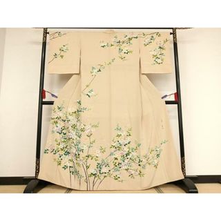 平和屋着物●訪問着　友禅　作家物　枝花文　正絹　逸品　AAAX0143np(着物)