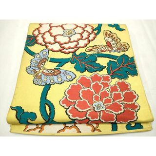 平和屋着物●アンティーク　大正ロマン　太鼓柄　京袋帯　花蝶文　金銀糸　正絹　逸品　CAAU9512hy(帯)