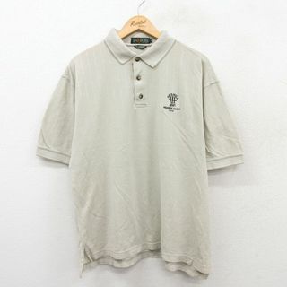 XL★古着 半袖 ポロ シャツ メンズ 00年代 00s IVES HILL コットン ベージュ系 カーキ 25jul22 中古 トップス(ポロシャツ)