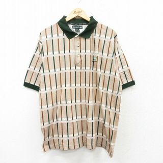 XL★古着 ファーストダウン 半袖 ポロ シャツ メンズ ゴルフ 大きいサイズ コットン 茶他 ブラウン 25jul22 中古 トップス(ポロシャツ)