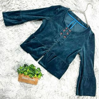 ドレスキップ(DRESKIP)の訳アリ【DRESKIP】ドレスキップ ベルベット調カーディガン(38)藍色(カーディガン)
