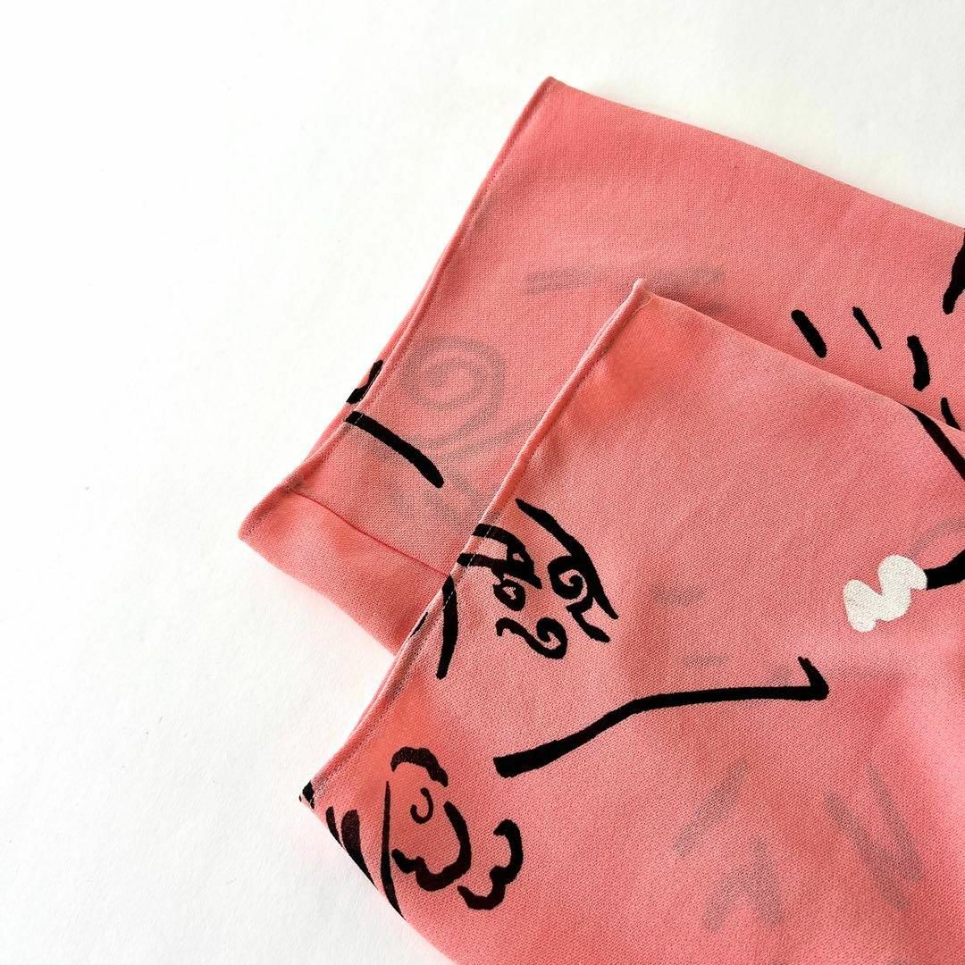 HANAE MORI(ハナエモリ)の【大きめサイズM】ハナエモリ 個性的 手書き風 ピンクブラウス 総柄 ゆったり レディースのトップス(シャツ/ブラウス(長袖/七分))の商品写真
