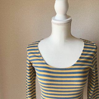 ロンハーマン(Ron Herman)のRHC ロンTシャツ　ボーダー　ロンハーマン　黄色　イエロー　青　ブルー　S(Tシャツ(長袖/七分))
