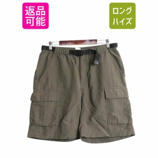 ザノースフェイス(THE NORTH FACE)のUS企画 ノースフェイス カーゴ ショートパンツ メンズ L / 古着 アウトドア ナイロン ショーツ 短パン ワンポイント シンプル 無地 カーキ(ショートパンツ)
