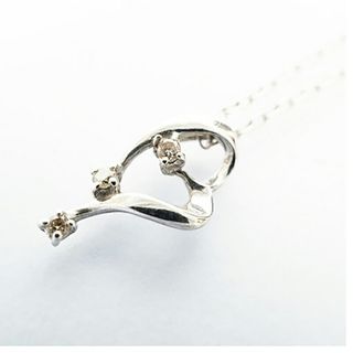 【jt028】 ネックレス ハートモチーフ K10WG ホワイトゴールド ダイヤモンド 0.02ct 未使用【中古】レディース(ネックレス)