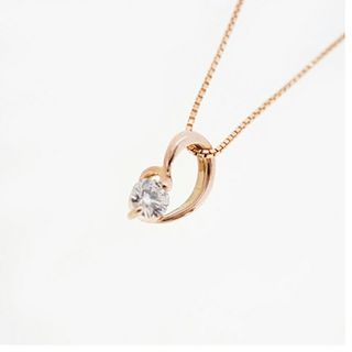 【ju318】 ネックレス 一粒ダイヤ K10PG ピンクゴールド ダイヤモンド 0.07ct 未使用【中古】レディース(ネックレス)