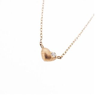 【jv460】 ネックレス ハートモチーフ K10YG イエローゴールド ダイヤモンド 0.01ct 未使用【中古】レディース(ネックレス)