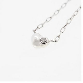 【jv468】 ネックレス ハートモチーフ K10WG ホワイトゴールド ダイヤモンド 0.01ct 未使用【中古】レディース(ネックレス)