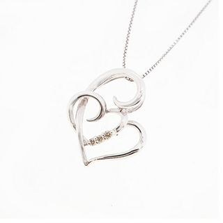 【jv500】 ネックレス ハートモチーフ K10WG ホワイトゴールド ダイヤモンド 0.02ct 未使用【中古】レディース(ネックレス)