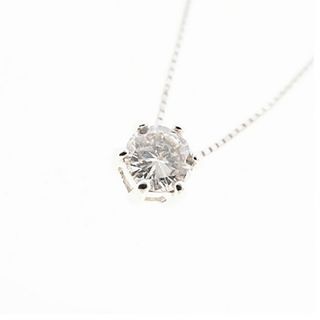 【jv501】 ネックレス 一粒ダイヤ K10WG ホワイトゴールド ダイヤモンド 0.2ct 未使用【中古】レディース(ネックレス)