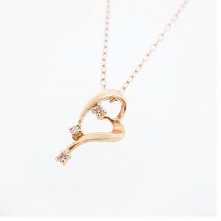 【jv502】 ネックレス K10PG ピンクゴールド ダイヤモンド 0.02ct 未使用【中古】レディース(ネックレス)