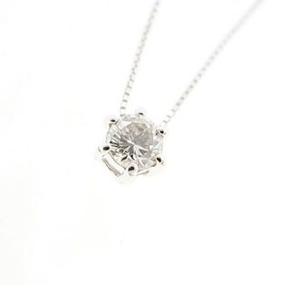 【jv510】 ネックレス 一粒ダイヤ K10WG ホワイトゴールド ダイヤモンド 0.2ct 未使用【中古】レディース(ネックレス)