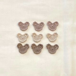 くま☆モチーフ☆かぎ針編み☆9枚セット☆ハンドメイド(各種パーツ)