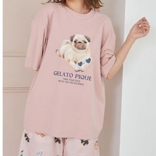 ジェラートピケ 【UNISEX】ワンポイントTシャツ　パグ　犬