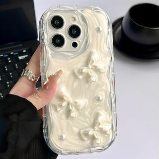 【色:ホワイトリボン_サイズ:14】iphone 14 用 ケース リボン パー