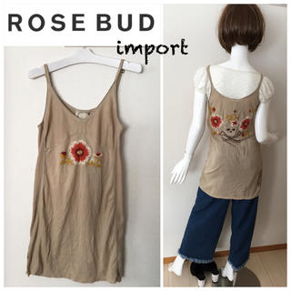ローズバッド(ROSE BUD)のローズバッド 刺繍 ビスチェ 花柄 インポート チュニック 美品 ベージュ(チュニック)