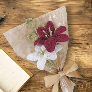 チューリップ＆ユリの花束 あみぐるみ 枯れないお花(その他)