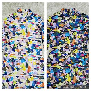 アベイシングエイプ(A BATHING APE)の美品✨アベイシングエイプ　長袖　ワンピース　総柄　タートルネック　2着セット(ミニワンピース)