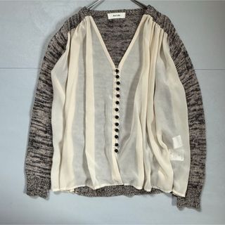 アナディス(d'un a' dix)の【リネン】アナディス　リネンカーディガン　38 異素材コンビ　長袖(カーディガン)