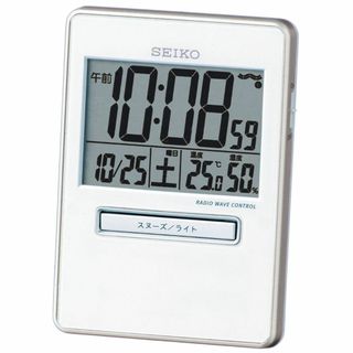 【色:01:白】セイコー クロック 目覚まし時計 トラベラ 電波 デジタル カレ