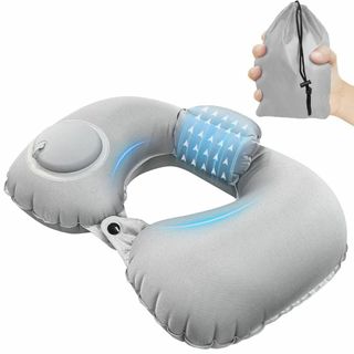 【数量限定】Fiico ネックピロー ポンプ式 U型まくら ダブルバルブ 携帯枕