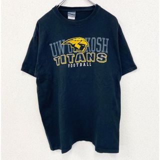 古着 used　camp david　半袖カレッジプリントTシャツ　ウィスコンシン大学　UW　クルーネック　アメフト　黒　Lサイズ(Tシャツ/カットソー(半袖/袖なし))