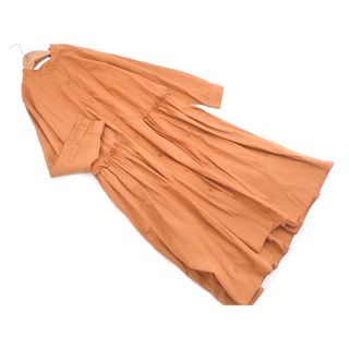 ビームス(BEAMS)のRay BEAMS レイビームス ギャザー切替 スタンドカラー シャツ ワンピース 茶 ◇■ レディース(ロングワンピース/マキシワンピース)