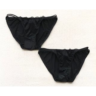 ビキニ ショーツ ウエストSexy2本紐 ブラック 2枚セット(ショーツ)